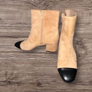 ON 34th New Tan and‎ Black Block Heel Ankle Boots